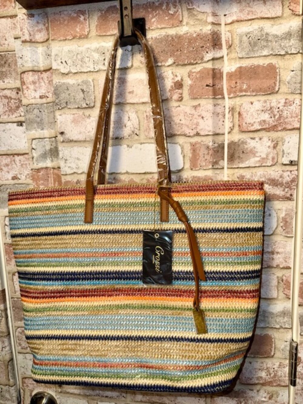 LIKE DREAMS Auburn Striped Straw Tote Bag ($50) - Picture 8 of 8